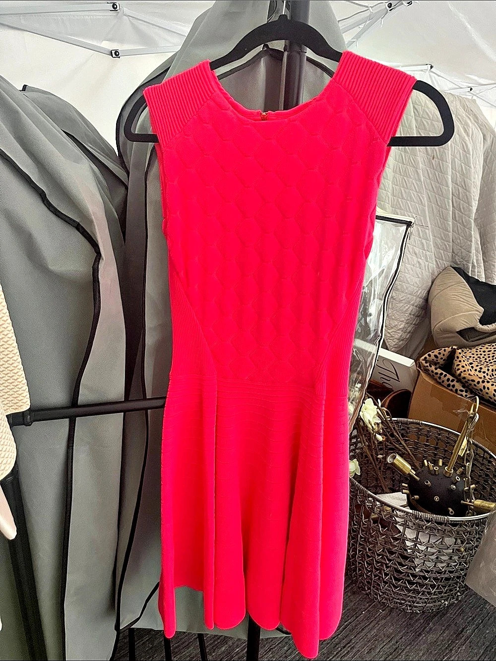 Ted Baker Cherisa Textured Skater Dress Pink Size 2
